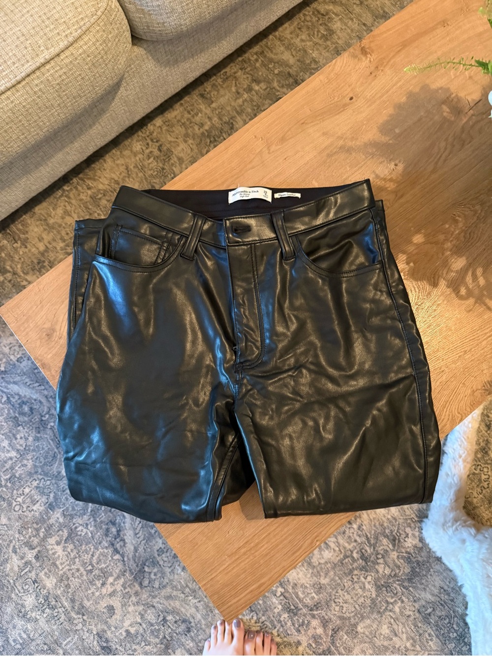 Abercrombie & Fitch Black Vegan Leather High-Rise pants